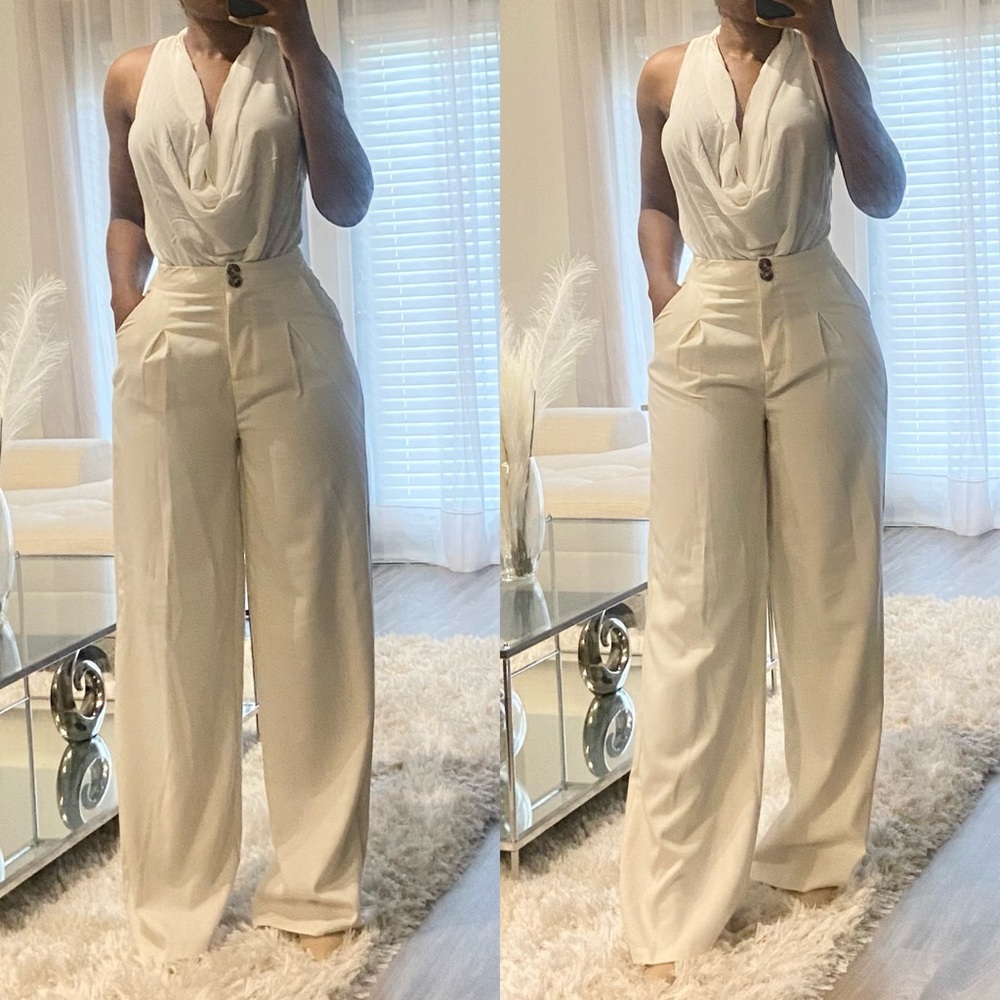 Tall Cream Textured Trouser